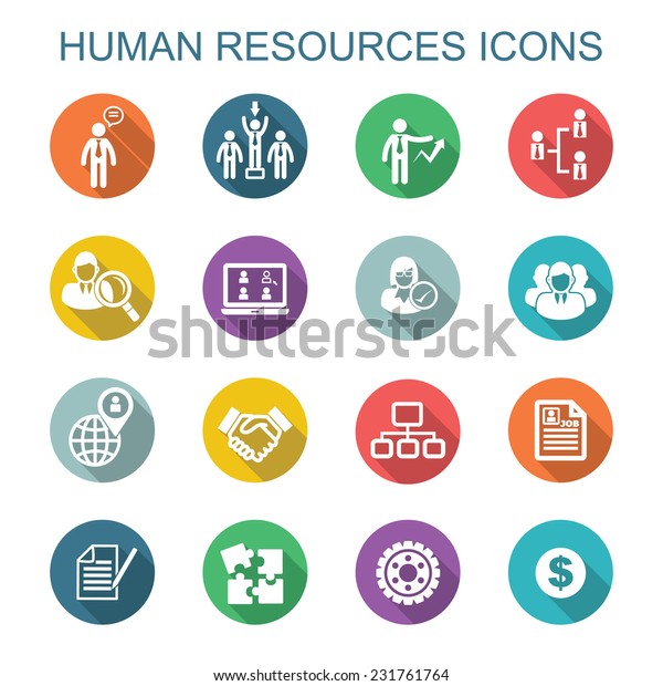 Human Resources Long Shadow Icons Flat Stock Vector (Royalty Free