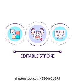 Human resources loop concept icon. Hire new team member. Company staff. Communication abstract idea thin line illustration. Isolated outline drawing. Editable stroke. Arial font used