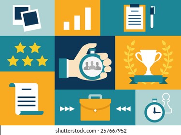 Human resources management - activities aimed at ensuring high-quality staff organizations - vector illustration