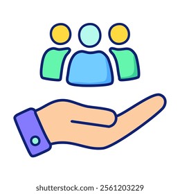 Human resources management color icon. Isolated vector illustration. Outline pictogram for web page, mobile app, promo