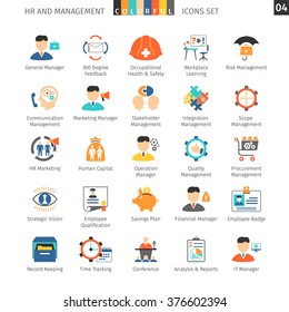 Human Resources And Management Flat Icons Set