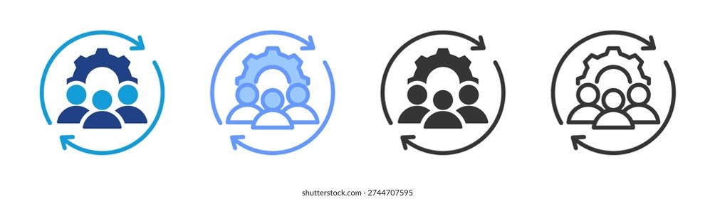 Human Resources Management icon set multiple style collection