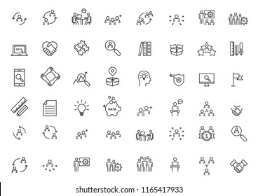 Human Resources Management Icons Line Vector illustration