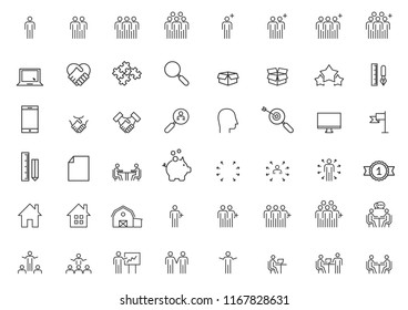 Human Resources Management Icons Line Vector illustration