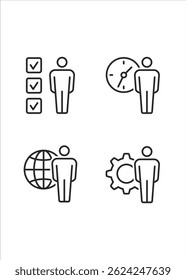 Human Resources and Management Icons Set – Stock Illustration