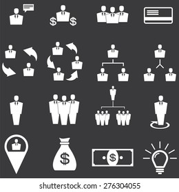 Human resources and management icons set