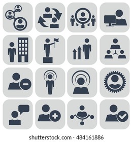 Human resources and management icons set