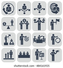 Human resources and management icons set