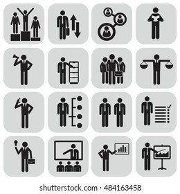 Human resources and management icons set