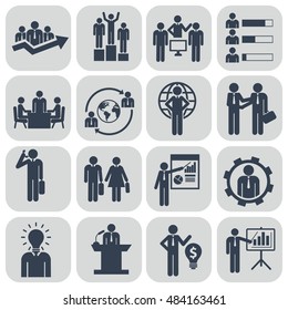 Human resources and management icons set