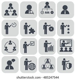 Human resources and management icons set