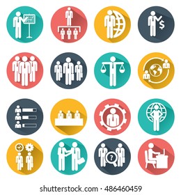 Human resources and management icons set.