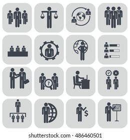 Human resources and management icons set.