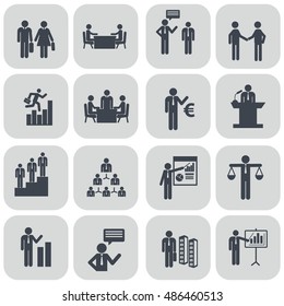 Human resources and management icons set.