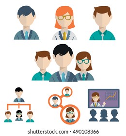 Human resources and management icons set.