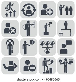 Human resources and management icons set