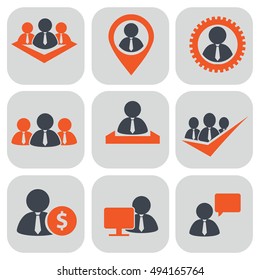 Human resources and management icons set. Vector ilustration
