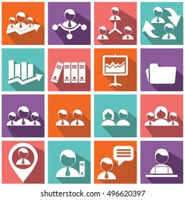Human resources and management icons set. Vector ilustration.