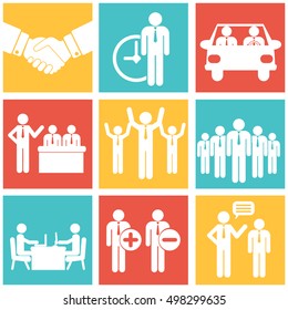Human resources and management icons set vector illustration