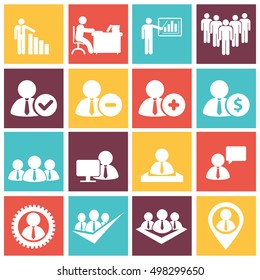 Human resources and management icons set vector illustration