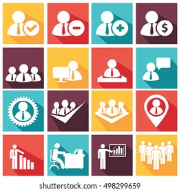 Human resources and management icons set vector illustration