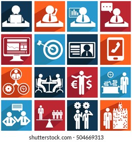 Human resources and management icons set vector design