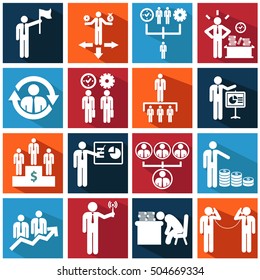 Human resources and management icons set vector design