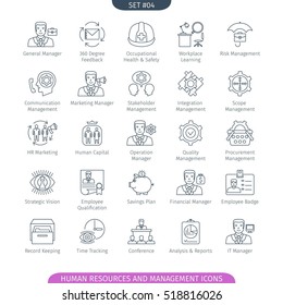 Human Resources And Management Icons Set. Linear style. Vector illustration.