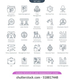 Human Resources And Management Icons Set. Linear style. Vector illustration.