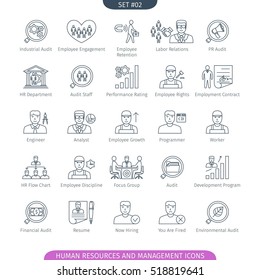 Human Resources And Management Icons Set. Linear style. Vector illustration.