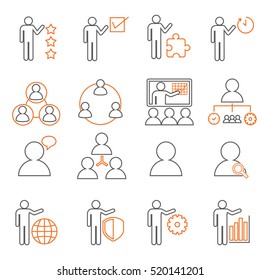 Human resources and management icons set vector