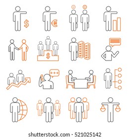 Human resources and management icons set.
