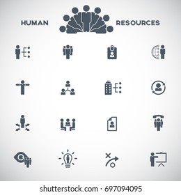 Human resources and management icons set.