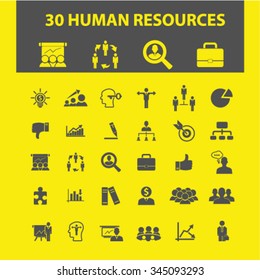 human resources, management icons, signs vector concept set for infographics, mobile, website, application
