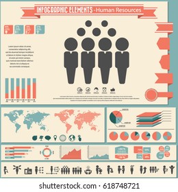 Human resources management - infographic elements and icons set. 