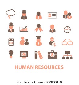 human resources, management isolated flat icons, signs, illustrations set, vector for web, application