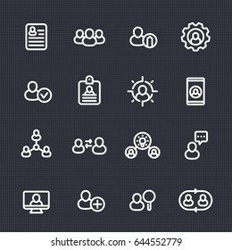 Human resources and management line icons set, vector illustration