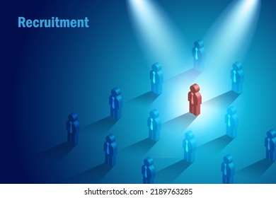 Human resources management , recruitment employment and head hunting selection process. Lightening on applicant searching for qualified candidates to fill in vacant job.