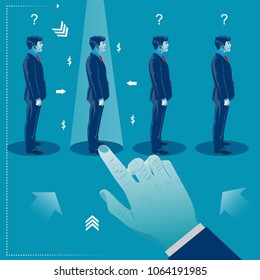 Human resources management select employee. Recruitment. Business concept vector illustration