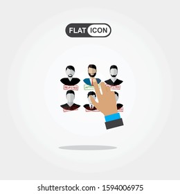 Human resources management select employee. Recruitment, concept of human resources management. CV application. Selecting staff. vector illustration in flat design