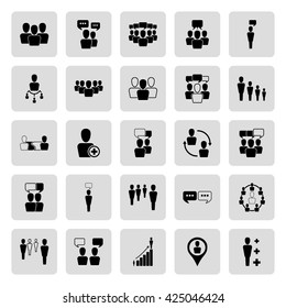 Human resources and management simple icons set on background