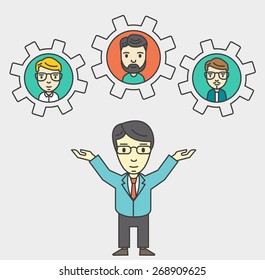 Human resources management and teamwork efficiency - vector illustration