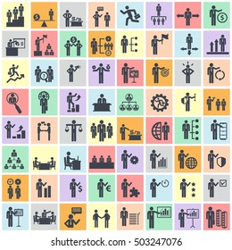 Human resources and management thin line vector set