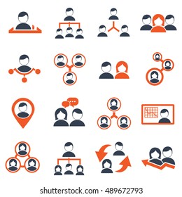 Human resources and management vector icons set.