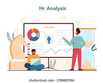 Human resources manager concept. Idea of recruitment and job management. Teamwork management. HR manager occupation. Flat vector illustration