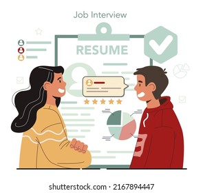 Concepto de gerente de recursos humanos. Idea de contratación y gestión de empleo. Gestión del trabajo en equipo. Ocupación del gerente de recursos humanos. Ilustración vectorial plana