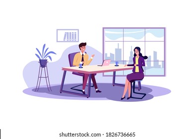 Human resources manager conducting job interview with applicants in office