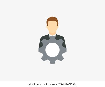 Human resources, manager icon. Vector illustration. Flat design.