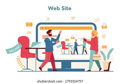 Human resources manager online service or platform. Idea of recruitment and job management. Web site. Flat vector illustration