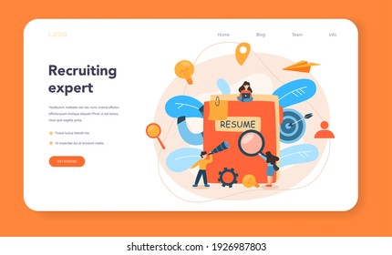 Personalmanager Web-Banner oder Landing-Seite. Idee der Einstellung und des Arbeitsmanagements. Teamwork-Management. Personalmanagement-Beruf. Flache Vektorgrafik